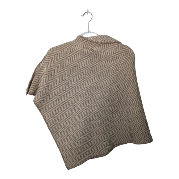 Aran Woollen Mills Heritage Herringbone Wool Poncho Cape Made in Ireland NWT OS - Picture 3 of 10